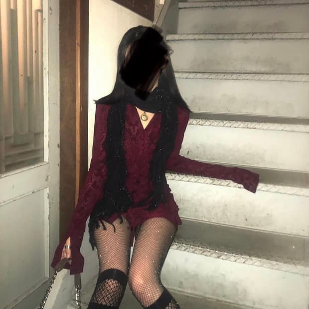 elfelfelf mesh 메쉬 코르셋 셔츠 원피스 와인