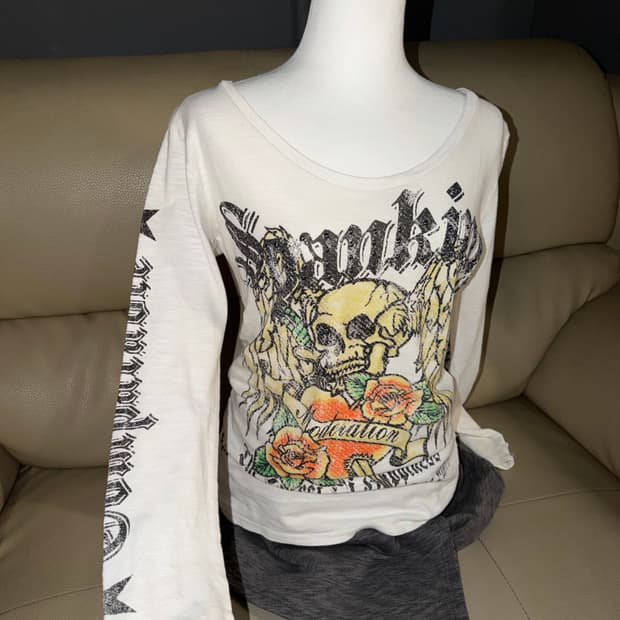 skull printing back wings long sleeve