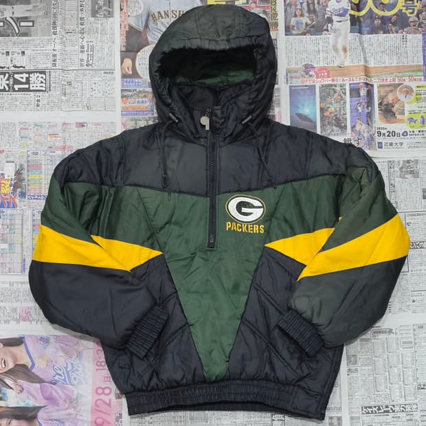 90's PRO PLAYER 그린베이패커스 하프집업 M