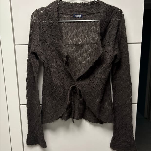 빈티지 브라운 레이스 니트 가디건 55사이즈