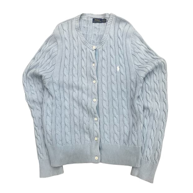 폴로 랄프로렌 케이블 가디건 하늘색