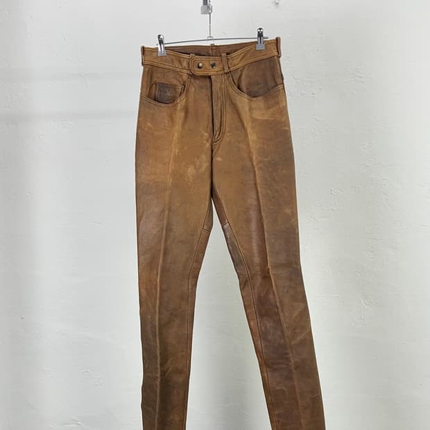 아메리칸 빈티지 브라운 웨스턴 투팩 리얼레더 팬츠