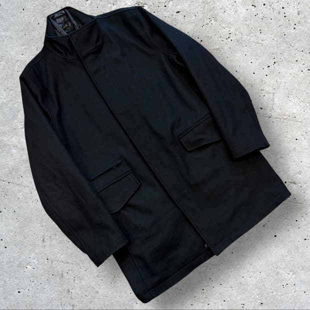 [M] 앤드류마크 블랙 내피 울 남성 하프 코트 D65