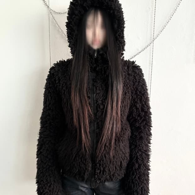 egoist jpn faux fur 크롭컷 후드집업