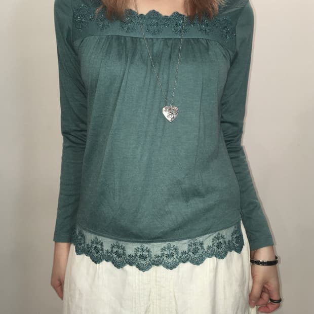 jpn vintage bluegreen lace long sleevele