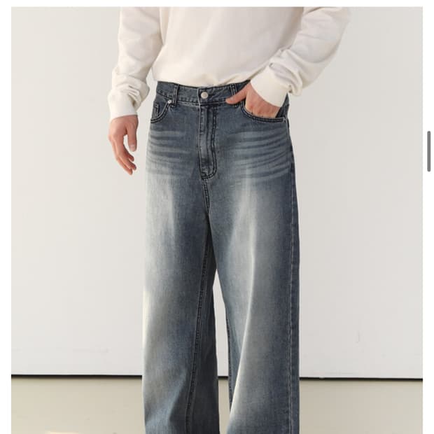 스탠다드 캣브러쉬 와이드 데님 팬츠