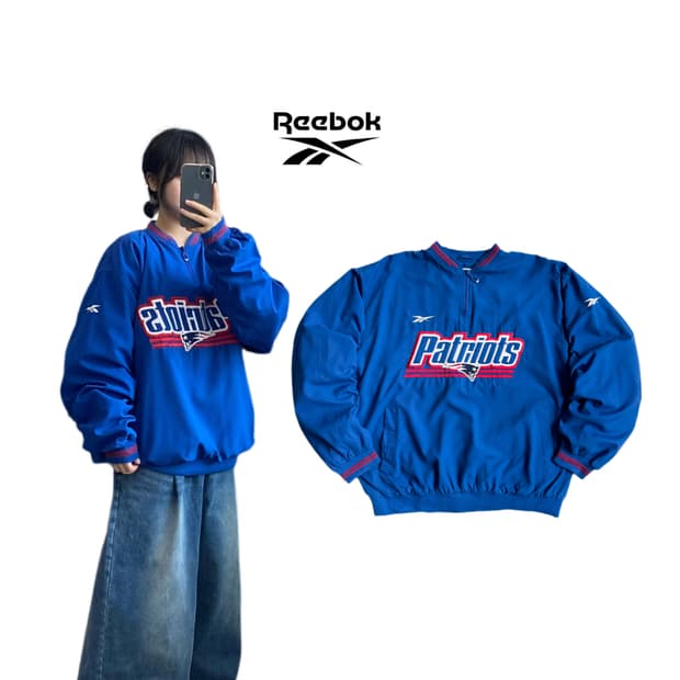 리복 X NFL 00s 패트리어츠 올드스쿨 웜업 바람막이 자켓