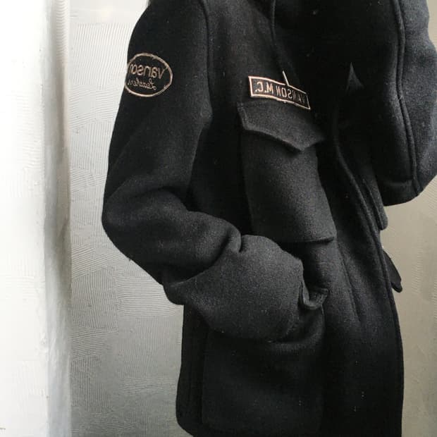 vanson 밴슨 블랙 울 후드 자켓