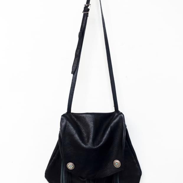 터키석 에스닉 프린지 레더 백