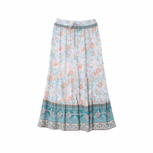 Soft Mint Garden Bohemian Maxi Skirt