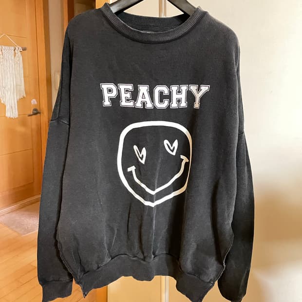 Forever21 피그먼트 트임 맨투맨 블랙 워싱