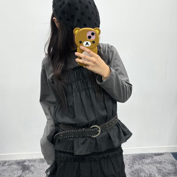 프릴 레이어드 긴팔 티셔츠