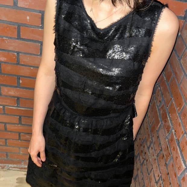 Midnight Sequin Tiered Dress🖤
