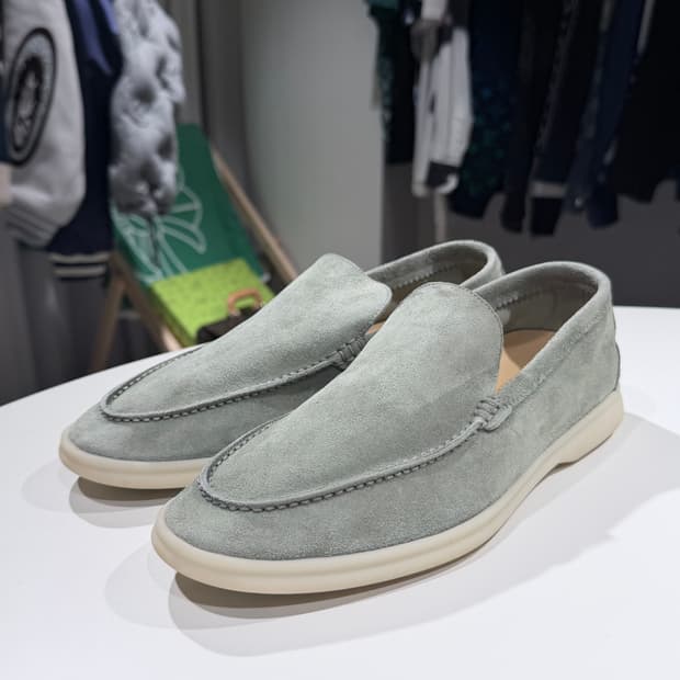 (A/41.5) / 로로피아나 썸머 워크 스웨이드 로퍼 그린