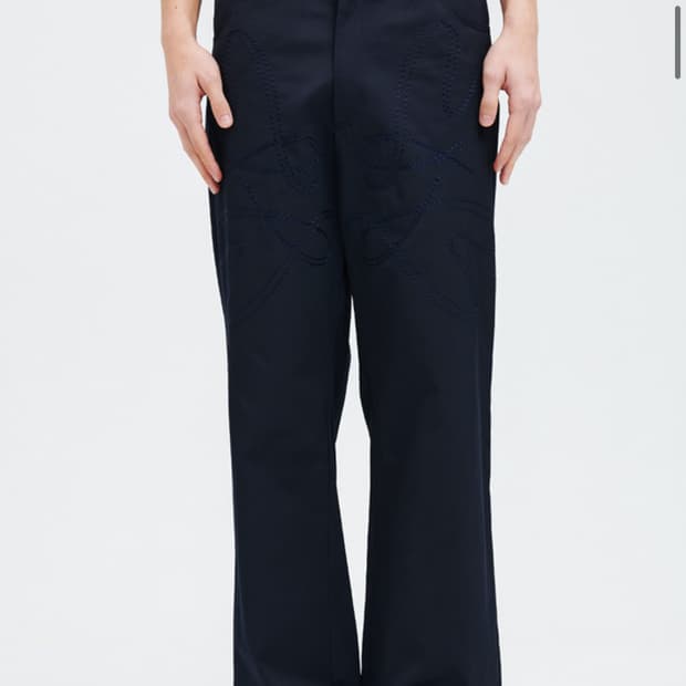 애니타임로릭 Pansy Lettering Pants-Navy