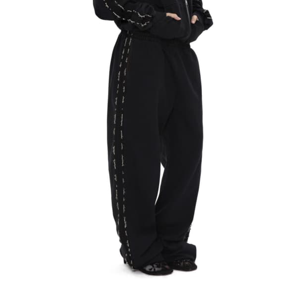 BEADED TRACK PANTS IN PIGMENT BLAck