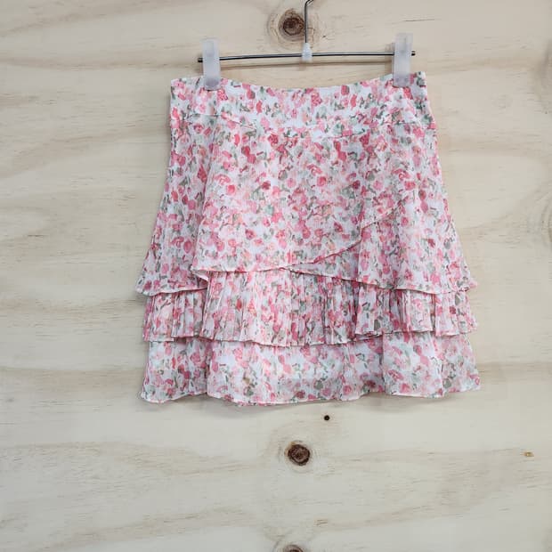 1205) 온앤온 플라워 패턴 쉬폰 미니스커트