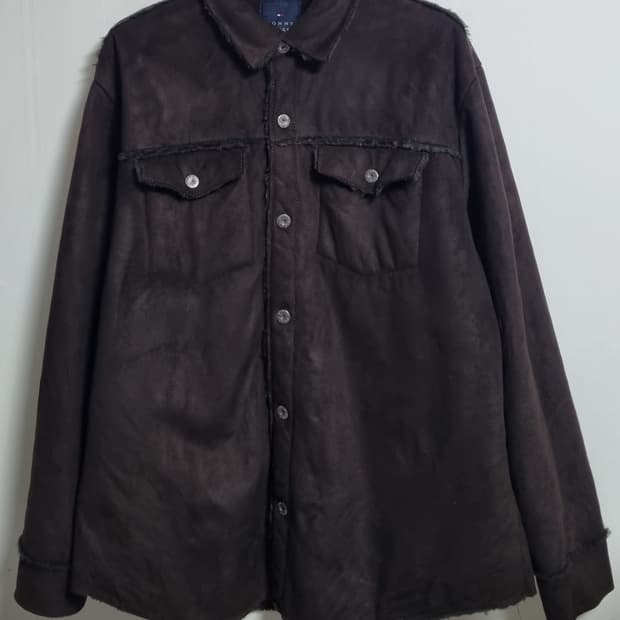 L ) 타미힐피거 다크브라운 스웨이드 퍼 자켓