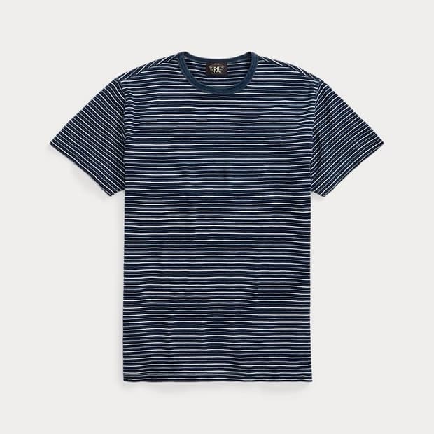 [XXL/새제품급] RRL 인디고 스트라이프 저지 티셔츠 (풀태그 포함)