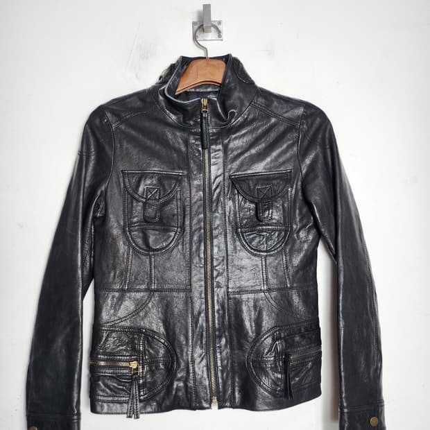 빈티지 램스킨 멀티 포켓 레더 자켓