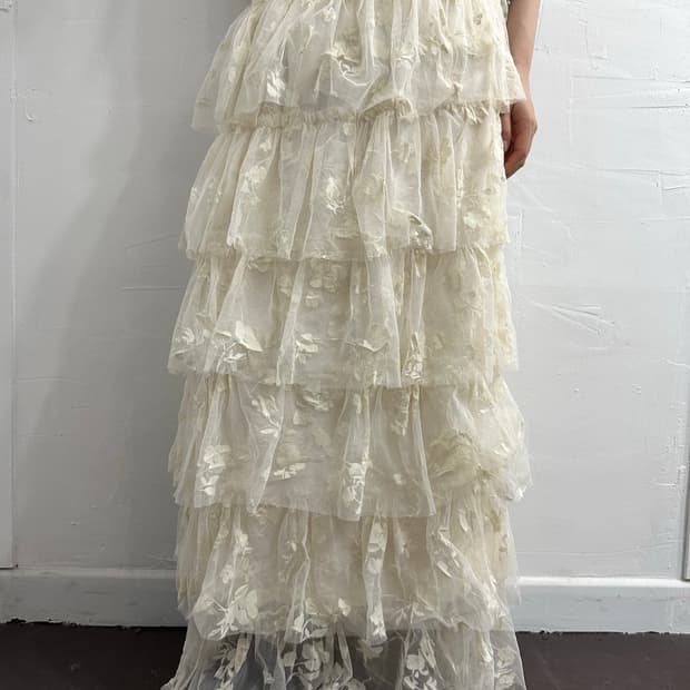 lace layered long skirt