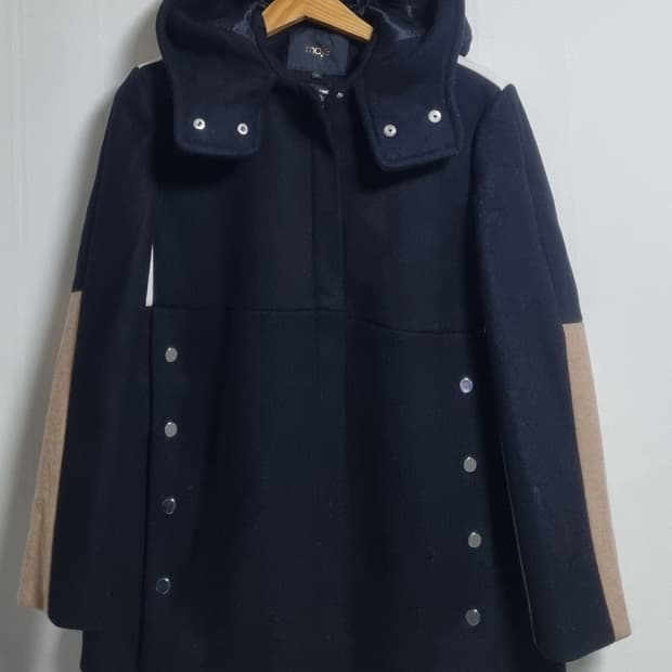 36) 마쥬 블랙 울혼방 후드 코트