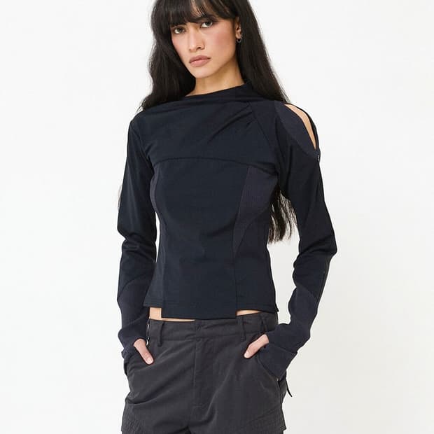 웻태그 wet tag FRONT TUCK RIB PANEL TOP