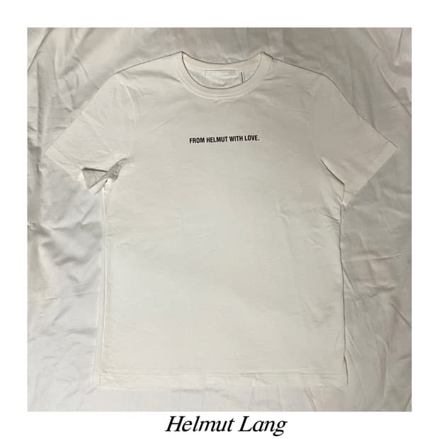 헬무트랭 레터링 반팔 티셔츠 화이트 숏 슬리브 슬리브리스 나시