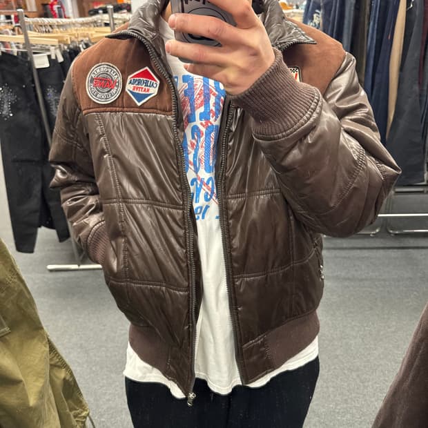 LL)반스 빈티지 패치 브라운 패딩 봄버 자켓(수선)