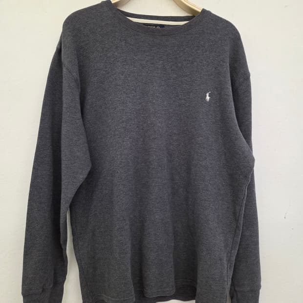 폴로 랄프로렌 와플 긴팔티 그레이 L