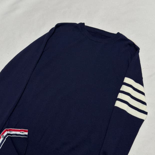 톰브라운 네이비 울 니트