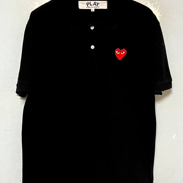 꼼데가르송 하트 와펜 AZ T006 남자 반팔 카라티셔츠 블랙 L 100