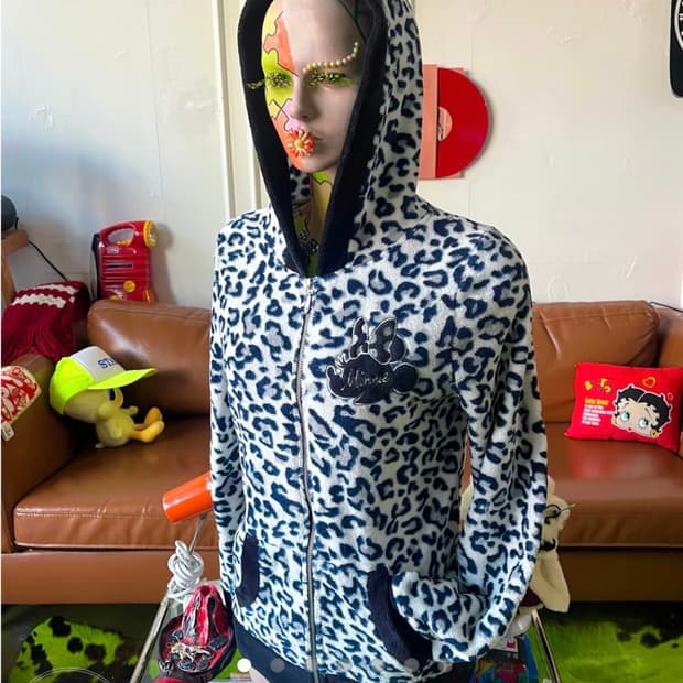 Disney vintage Japan Leopard Fur Hoodies