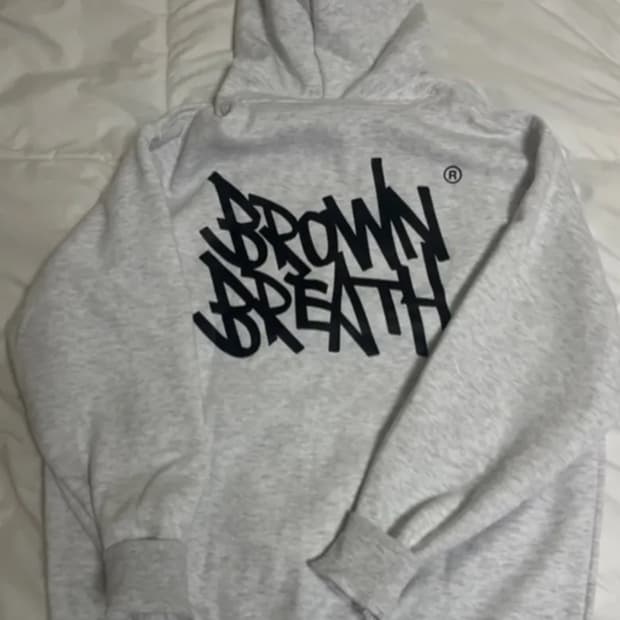 브라운 브레스 후드티 화이트 s