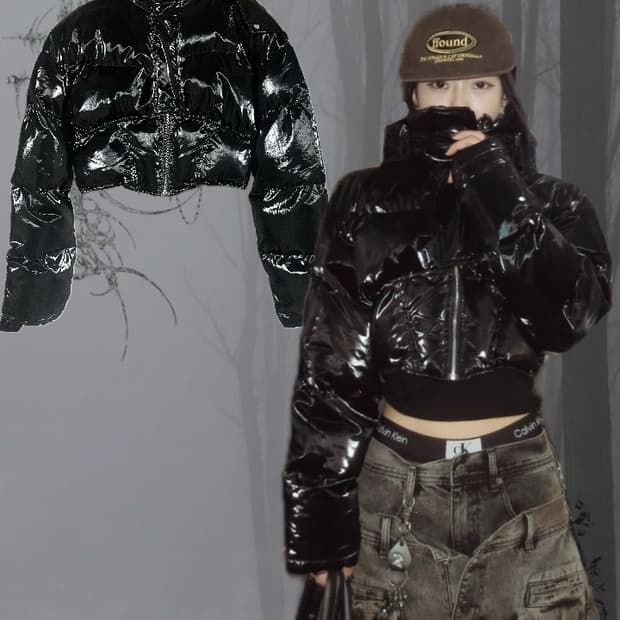 🖤 크롭 패딩 자켓 / 글로시 타입