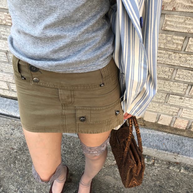 egoist khaki cargo mini skirt 