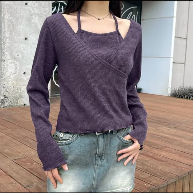 당당걸 홀터넥 니트