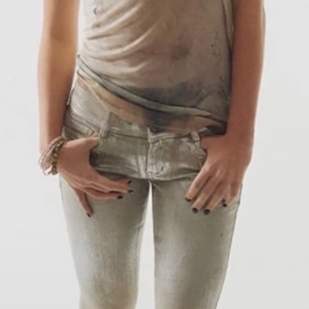 Metallic Bootcut Denim Beige/Silver