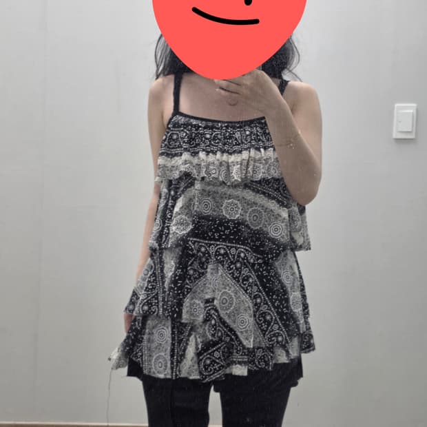 일본빈티지)오리엔탈 에스닉 프릴 캉캉 페이즐리 자수 모리걸 메쉬슬리브리스