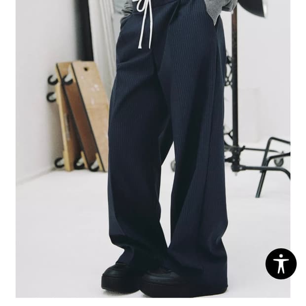 자라 더블 웨이스트 와이드 팬츠 스트라이프