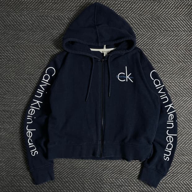 캘빈클라인 우먼스 스펠아웃 빅로고 후드집업o 5070