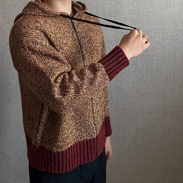 MARNI x UNIQLO 믹스 컬러 얀 풀짚 후드집업