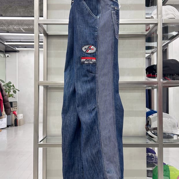 칼 카니 00s 멀티 패치 인디고 데님 팬츠