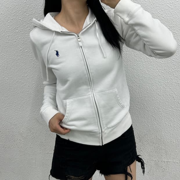 폴로 랄프로렌 네이비포니 화이트 후드집업 M