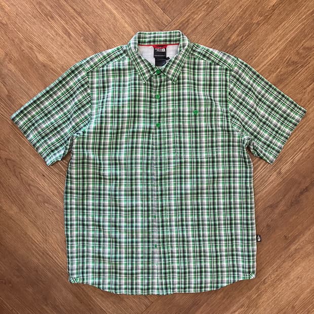 N260 노스페이스 체크 반팔 셔츠