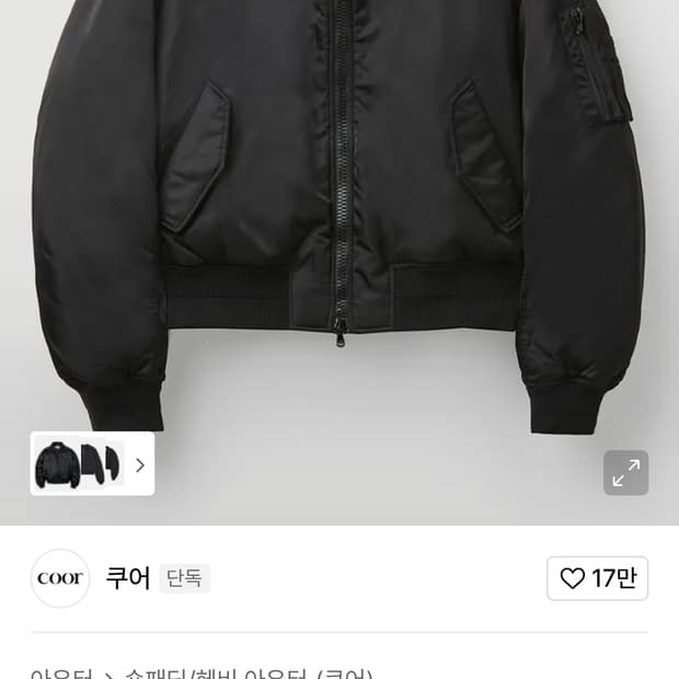 쿠어 스탠드카라넥 다운푸퍼 L