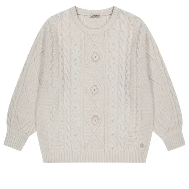 코이세이오 폼폼 케이블 니트 아이보리