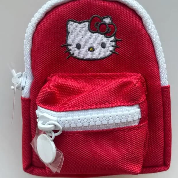 산리오 헬로키티 미니 백팩 레드 카라비너 파우치 키링
