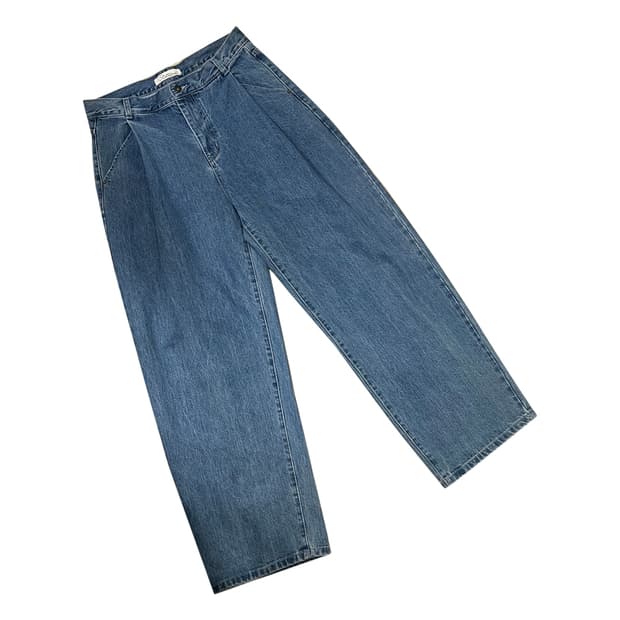 비슬로우 DEEP ONE TUCK FADED 와이드 데님 팬츠 32