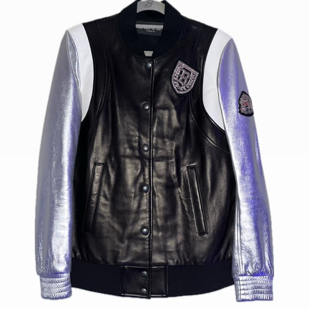 (교환) balmain silver teddy leather jacket